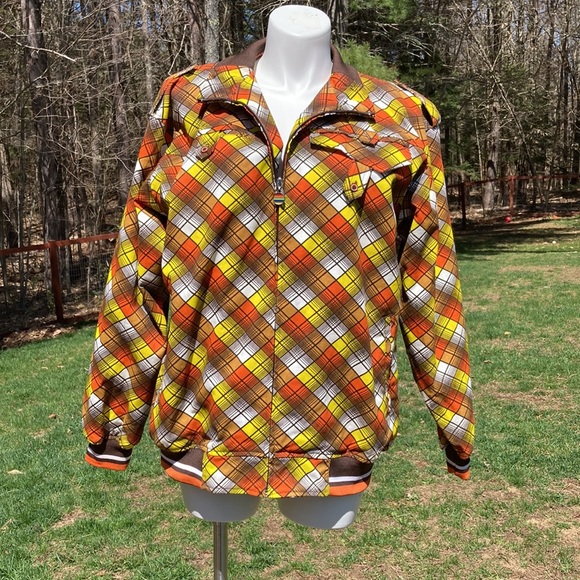 Celebrity by Design funky plaid all cotton lined logo jacket size L - Picture 1 of 9